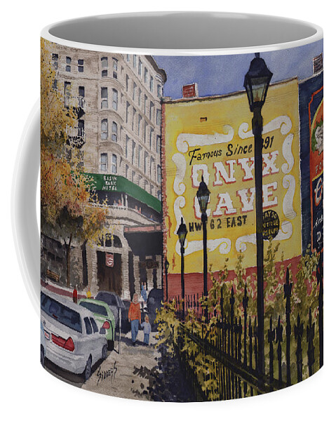Spring Street Coffee Mug featuring the painting Spring Street at Basin Park by Sam Sidders