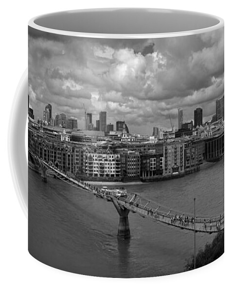 St Paul's Coffee Mug featuring the photograph St Paul's and the City panorama BW by Gary Eason