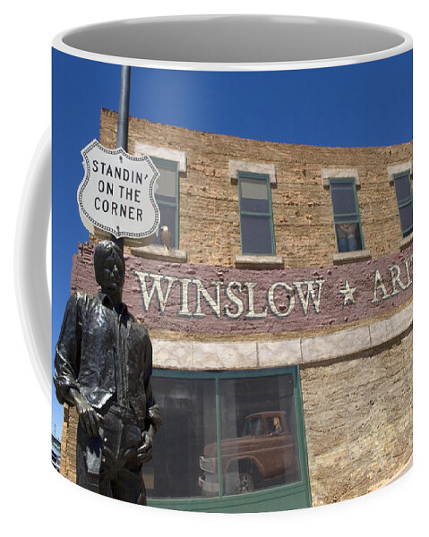 Winslow Arizona Coffee Mug featuring the photograph Standin On The Corner In Winslow Arizona by Bob Christopher