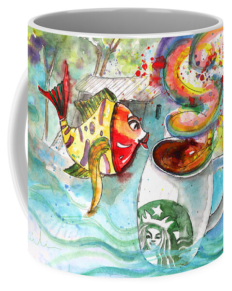 Travel Sketch Coffee Mug featuring the drawing Starbucks Coffee in Limassol by Miki De Goodaboom