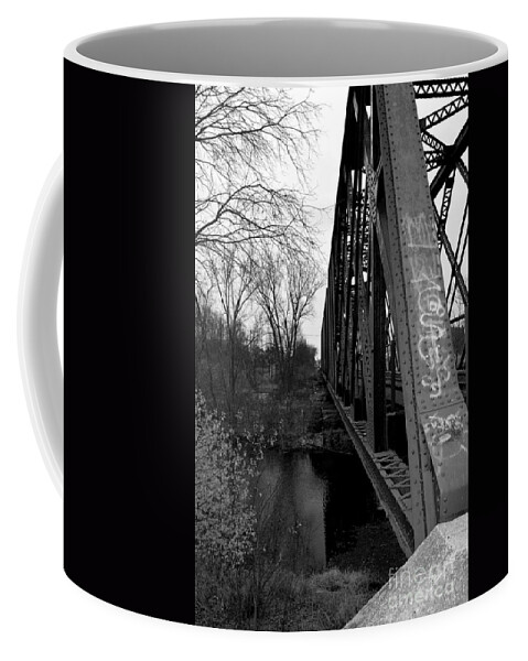 Architecture Coffee Mug featuring the photograph Steel Train Bridge by Ms Judi