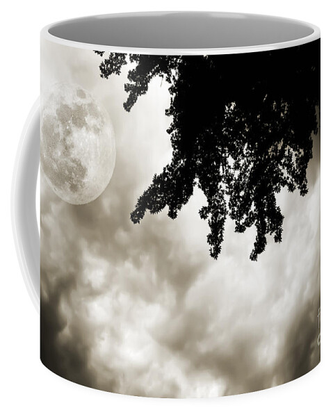 Ominous Coffee Mug featuring the photograph Storm Clouds Over A Super Moon Night 2 by Andee Design