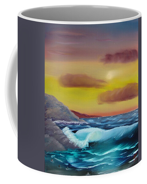 Painting Coffee Mug featuring the painting Stormy Beach by Charles and Melisa Morrison