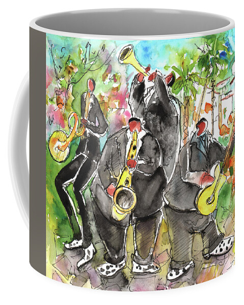 Travel Sketch Coffee Mug featuring the painting Street Musicians in Cyprus by Miki De Goodaboom