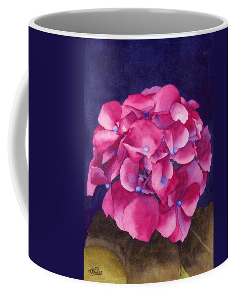 Watercolor Coffee Mug featuring the painting Summer Hydrangea by Ken Powers
