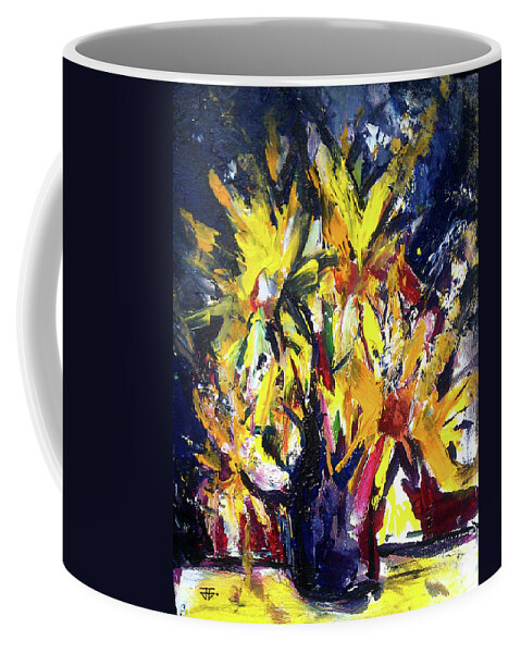 Sunflower Coffee Mug featuring the painting Sun Flower Night by John Gholson