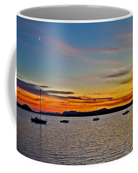 North America Coffee Mug featuring the photograph Sunset at Lake Memphremagog - QC by Juergen Weiss