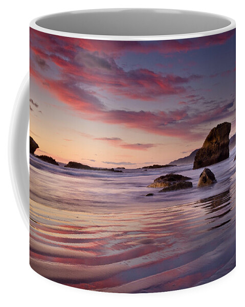 00439770 Coffee Mug featuring the photograph Sunset On Beach North Of Punakaiki by Colin Monteath