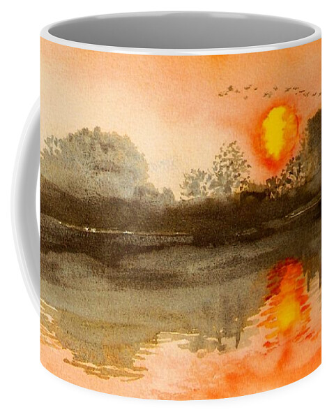 Sunset Coffee Mug featuring the painting Sunset Park by Deb Stroh-Larson