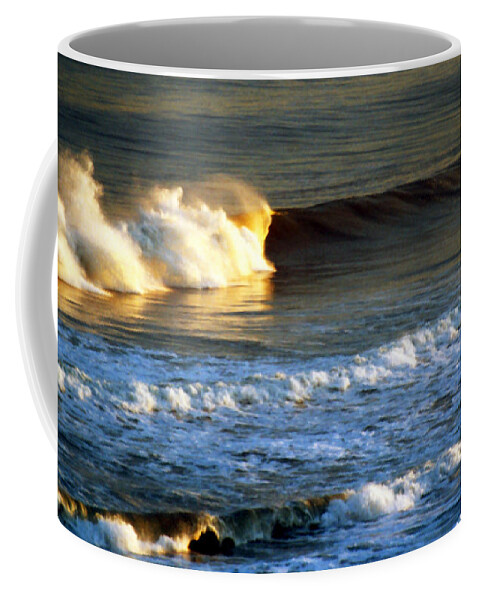 Sunset Coffee Mug featuring the photograph Sunset Wave Rockaway Beach NYC by Maureen E Ritter