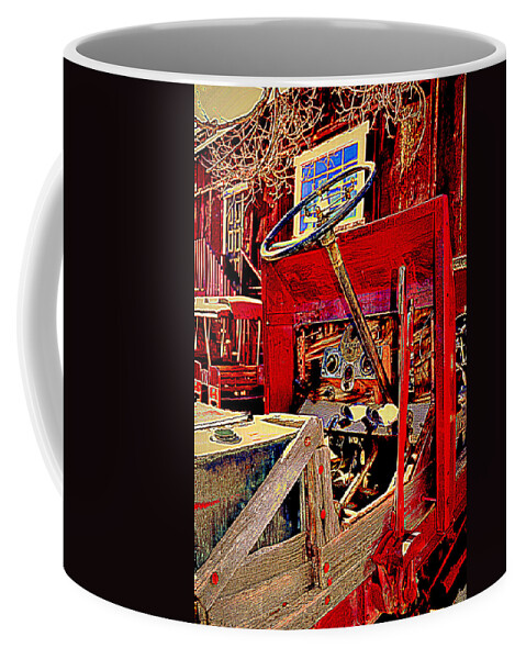 Old Fire Truck Coffee Mug featuring the photograph Take The Wheel Please by Diane montana Jansson