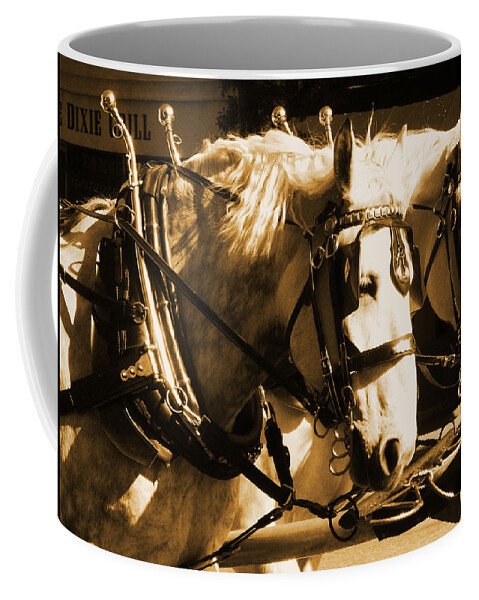 Horse Coffee Mug featuring the photograph Team Work by Hannah Appleton