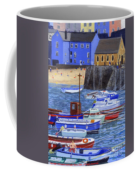 Painting Tenby Harbour With Boats Coffee Mug featuring the painting Painting Tenby Harbour with Boats by Edward McNaught-Davis
