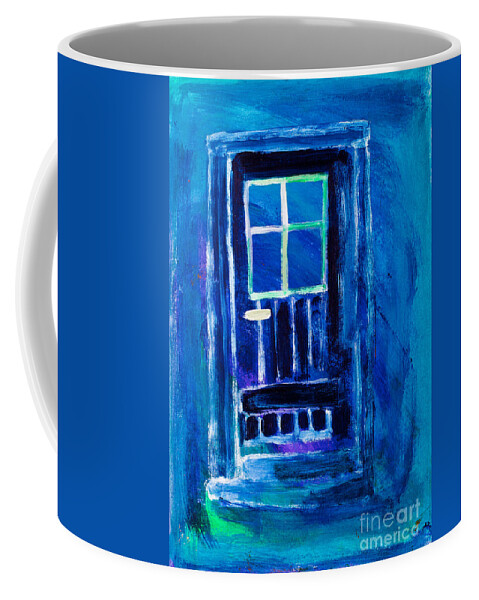 Blue Coffee Mug featuring the painting The Blue Door by Simon Bratt