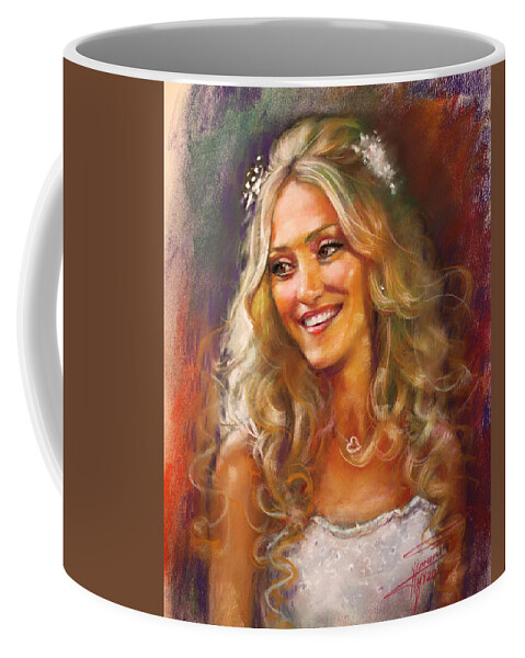 Bride Coffee Mug featuring the pastel The Bride by Ylli Haruni
