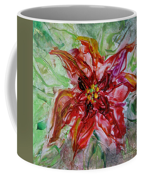 Christmas Coffee Mug featuring the painting The christmas poinsettia by Dragica Micki Fortuna