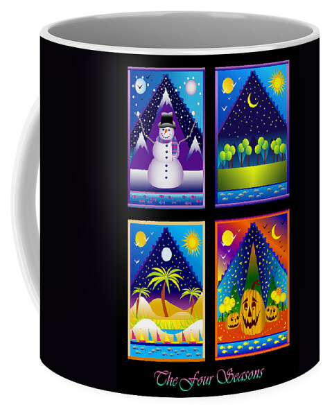 Card Coffee Mug featuring the digital art The Four Seasons by Nancy Griswold
