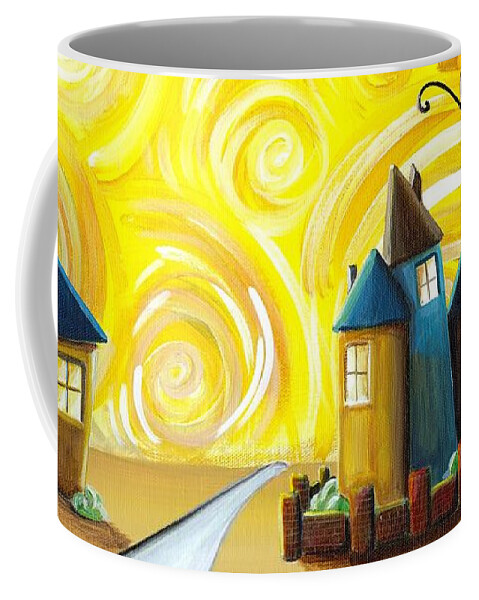 Neighborhood Coffee Mug featuring the painting The Gated Community by Cindy Thornton