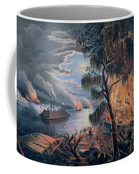 The Mississippi In Time Of War Coffee Mug featuring the painting The Mississippi in Time of War by Frances Flora Bond Palmer