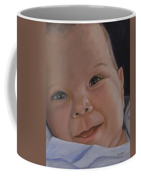 Baby Coffee Mug featuring the painting The Perfect Baby by Quwatha Valentine
