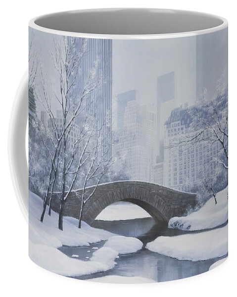 New York City Coffee Mug featuring the painting The Plaza by Diane Romanello