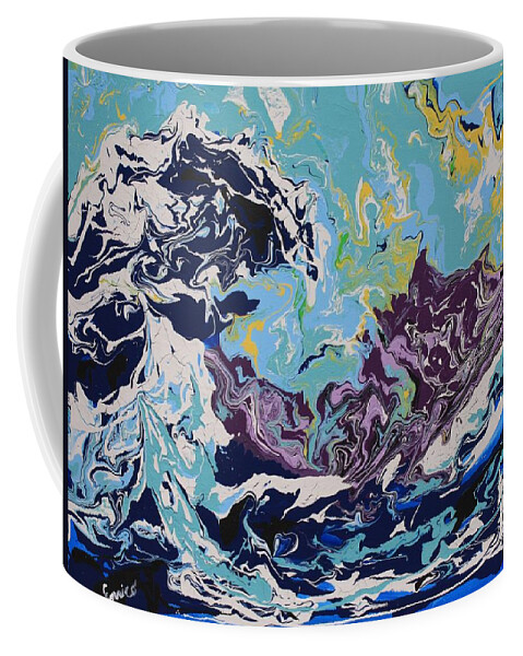 Kaleidoscape Coffee Mug featuring the painting The Wave after Hokusai by Art Enrico