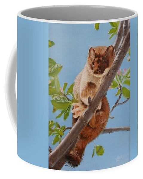 Weasel Coffee Mug featuring the painting The Weasel by Tammy Taylor