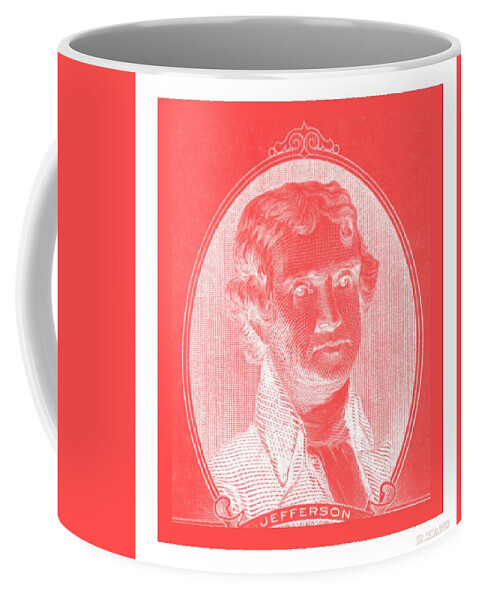 Thomas Jefferson Coffee Mug featuring the photograph THOMAS JEFFERSON in NEGATIVE RED by Rob Hans