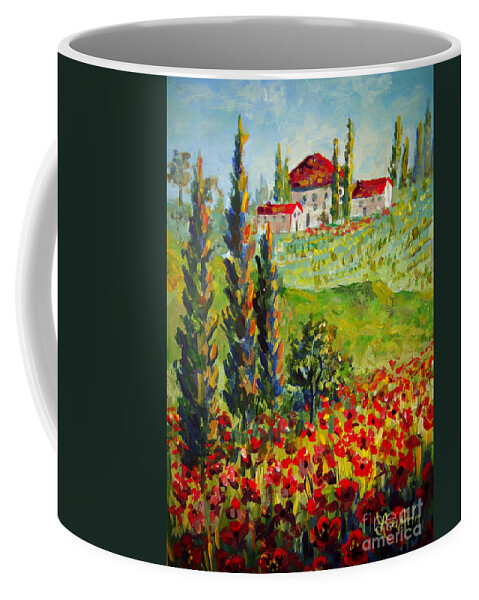 Tuscany Coffee Mug featuring the painting Tiny Tuscany by Lou Ann Bagnall