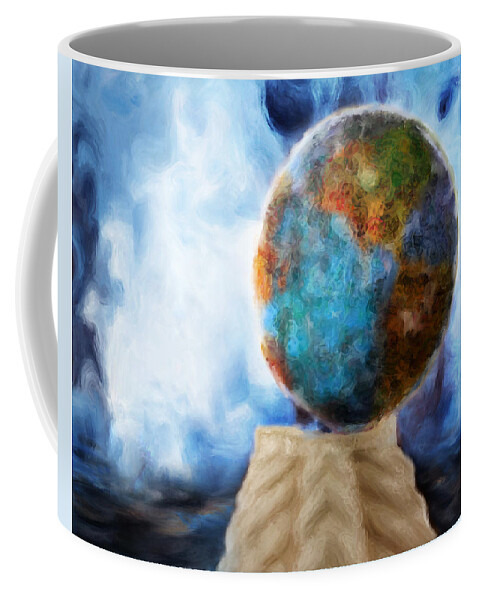 Abstract Coffee Mug featuring the digital art Tipping point by Tatiana Fess