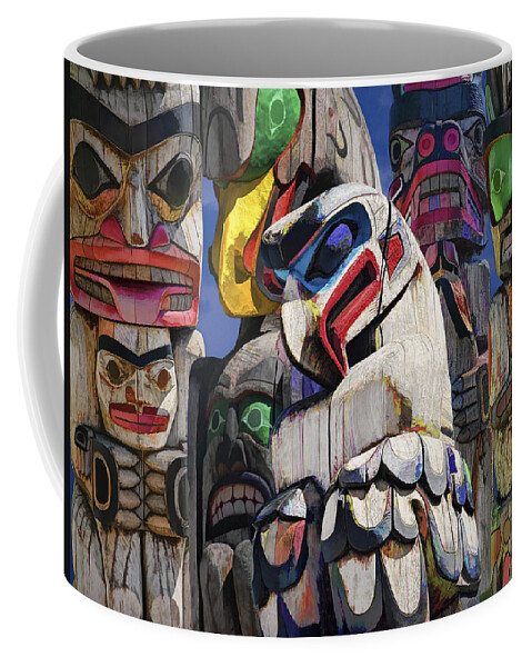 Art Coffee Mug featuring the photograph Totem Poles in the Pacific Northwest by Randall Nyhof