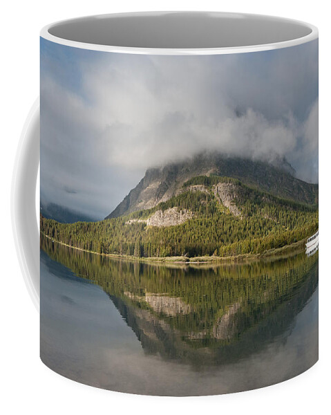 Rockies Coffee Mug featuring the photograph Tour Boat on Swiftcurrent Lake by Greg Nyquist
