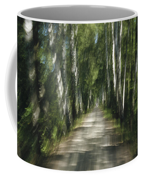 00195918 Coffee Mug featuring the photograph Tree Lined Road Abstract by Konrad Wothe