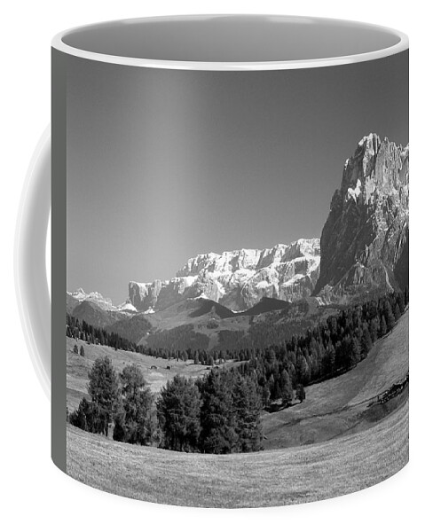 Alpi Di Siusi Coffee Mug featuring the photograph Treeline Across Alpi di Siusi in the Dolomites by Greg Matchick