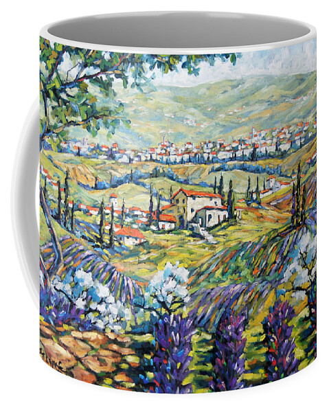 Landscape Coffee Mug featuring the painting Tuscan Lavender Perfume by Prankearts by Richard T Pranke