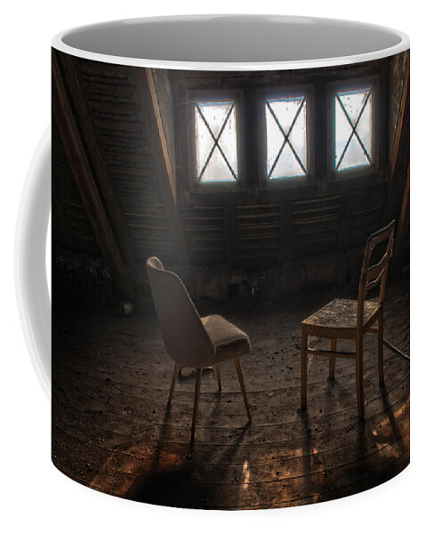 Abandon Coffee Mug featuring the photograph Two seats three windows by Nathan Wright
