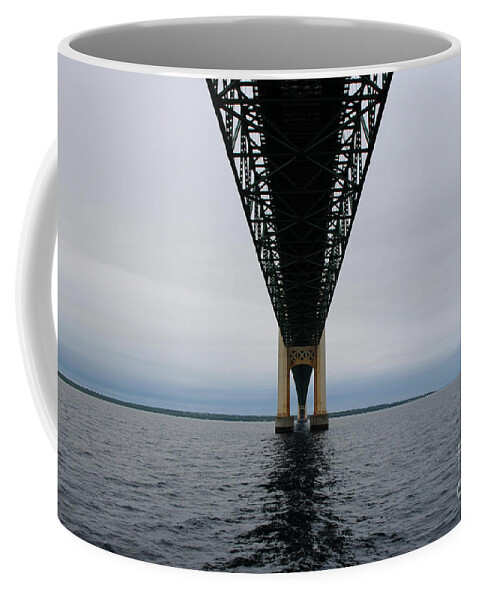 Bridge Coffee Mug featuring the photograph Under The Mackinac Bridge by Ronald Grogan