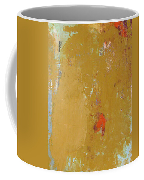 Abstract Coffee Mug featuring the painting Untitled Abstract - ochre cinnabar by Kathleen Grace