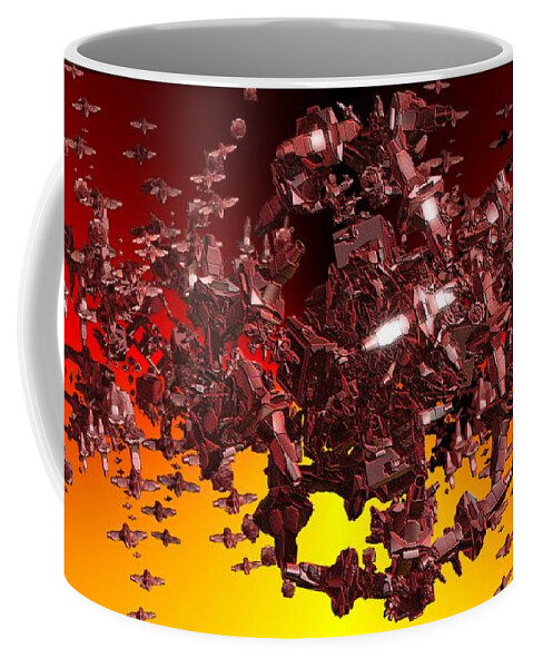 Abstract Coffee Mug featuring the digital art Upside Down Sunrise by Ronald Bissett