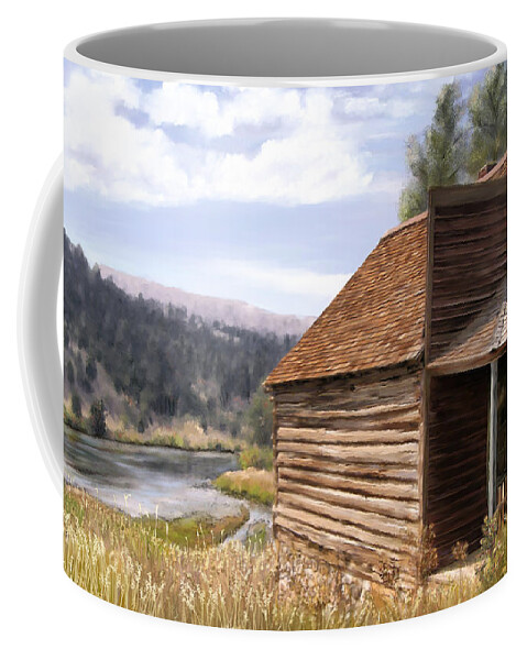Mountains Coffee Mug featuring the painting VC Backyard by Susan Kinney