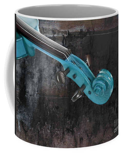 Violin Coffee Mug featuring the photograph Violinelle - Turquoise 05a2 by Variance Collections
