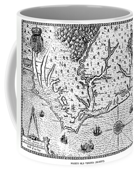 1590 Coffee Mug featuring the photograph Virginia Map, 1590 by Granger