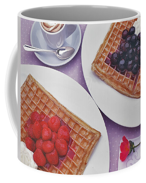 Waffles Coffee Mug featuring the photograph Waffles and summer berries by Frank Lee