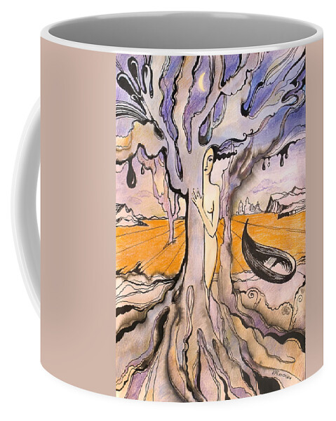 Landscape Coffee Mug featuring the painting Waiting for the miracle to come by Valentina Plishchina