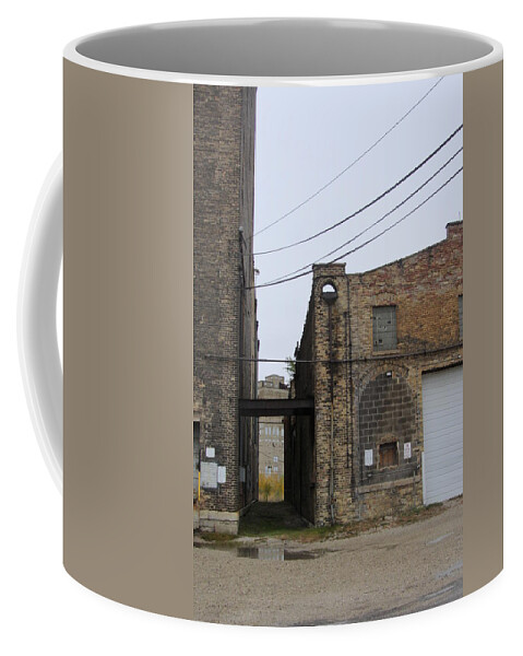 Milwaukee Coffee Mug featuring the painting Warehouse Beams and Drain Pipe by Anita Burgermeister