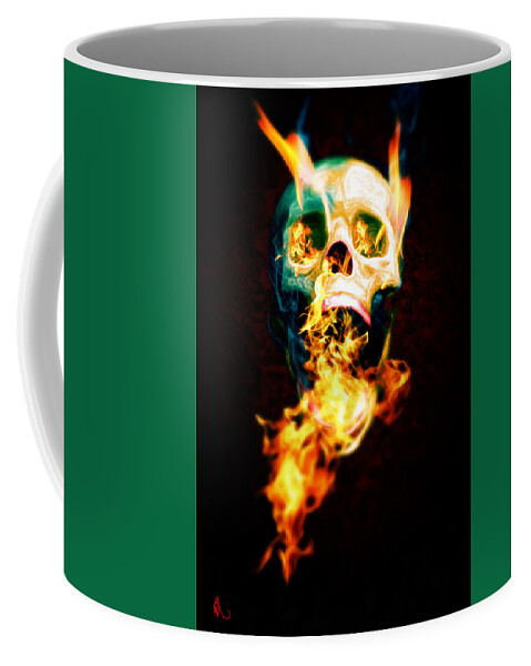 Skull Coffee Mug featuring the painting Watch Out by Adam Vance