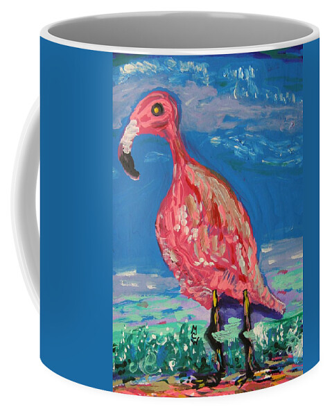 Flamingo Coffee Mug featuring the painting Wave Fisherman by Mary Carol Williams