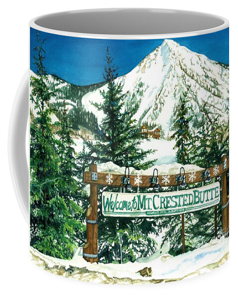 Watercolor Trees Coffee Mug featuring the painting Welcome to the Mountain by Barbara Jewell