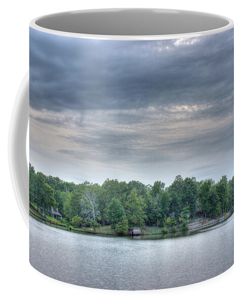 Trees Coffee Mug featuring the photograph West Bank of Lake Sunset by Barry Jones