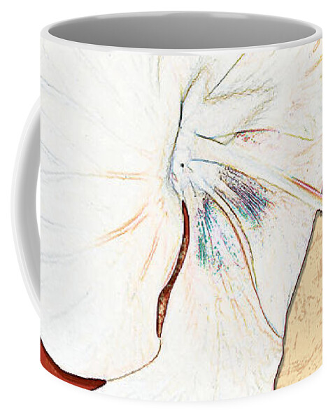 Beige Coffee Mug featuring the digital art White Flower by Milena Ilieva